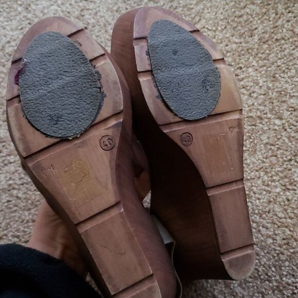 Topshop women's Silver Metallic Block Wedges 40 EU - Picture 4 of 8